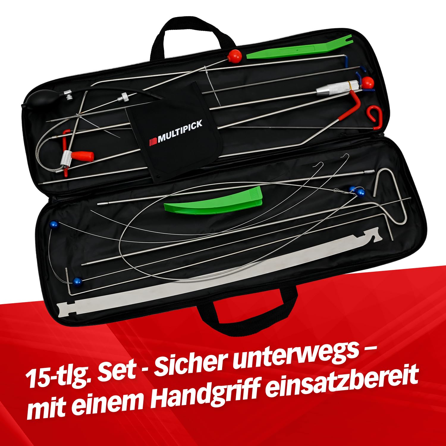 Multipick Kit di Apertura Auto – Strumento di Leva & Set Attrezzi Professionale – Attrezzi Smontaggio Garnitura & Attrezzi Auto per Apertura Veicolo – Kit Sblocco Auto