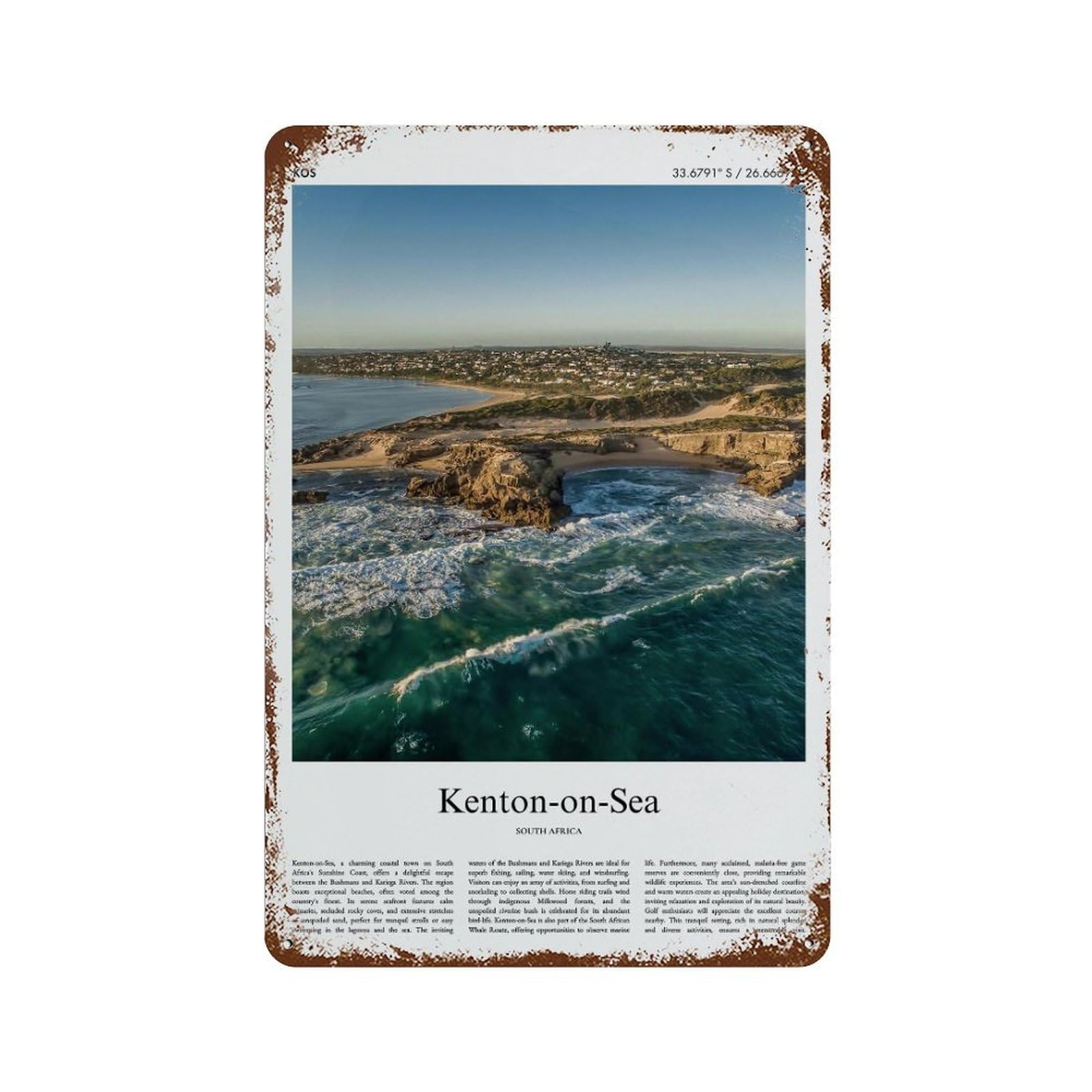 xiaoxiaoshen Kenton-on-sea South Africa City Scenery Wall Decor Art Metal Tin Poster Modern Home Decor Art Home Bar Shop Decorations Vintage Sign 30x20cm