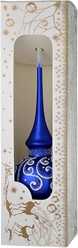 Miniatura 3 de Decoración para árbol de Navidad de vidrio soplado a mano color azul mate. Hecho a mano en Ucrania.