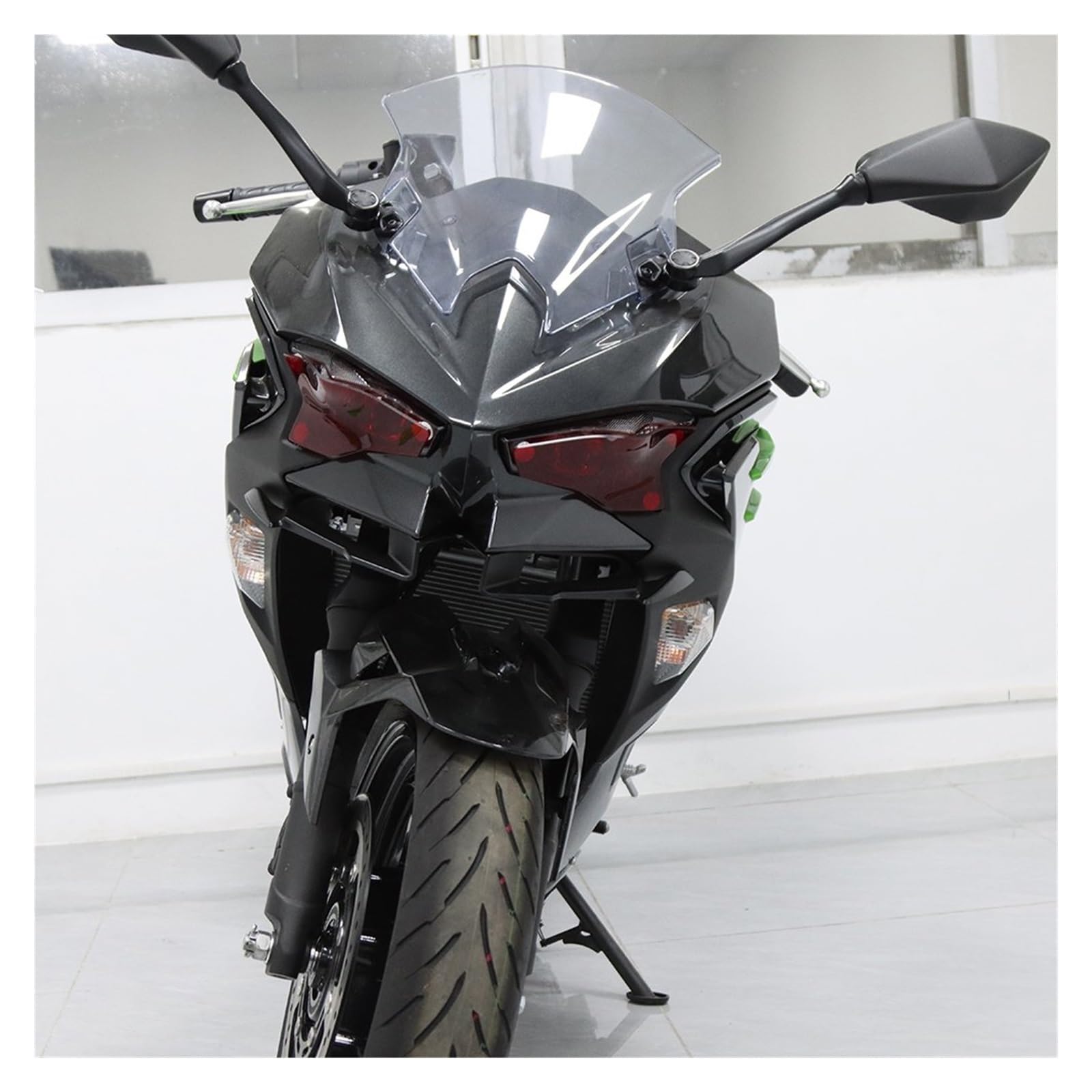 Spoiler Anteriore Moto Per NINJA 500 2024-2026 Moto Carenatura Anteriore Winglets Aerodinamico Ala Borsette Copertura Protezione Deflettore(Carbon fibre pattern)
