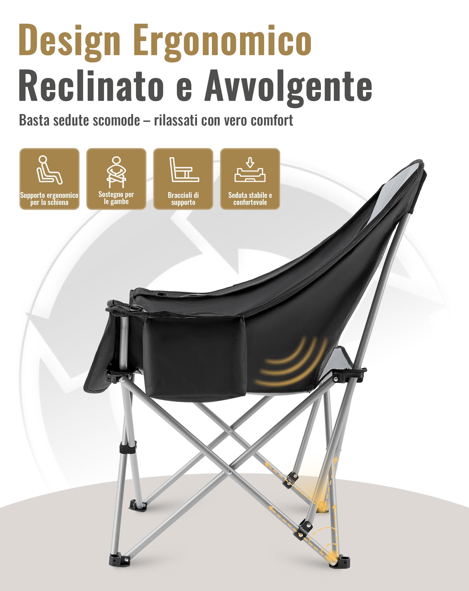 KingCamp Sedia da Campeggio Pieghevole per 2 Persone, Carico Max 300 kg, Imbottito Portatile Poltrona Sedie a 1 2 e 3 Posti da Campeggio per Adulto, Durevole Sedia Divano per Giardino Picnic Balcone