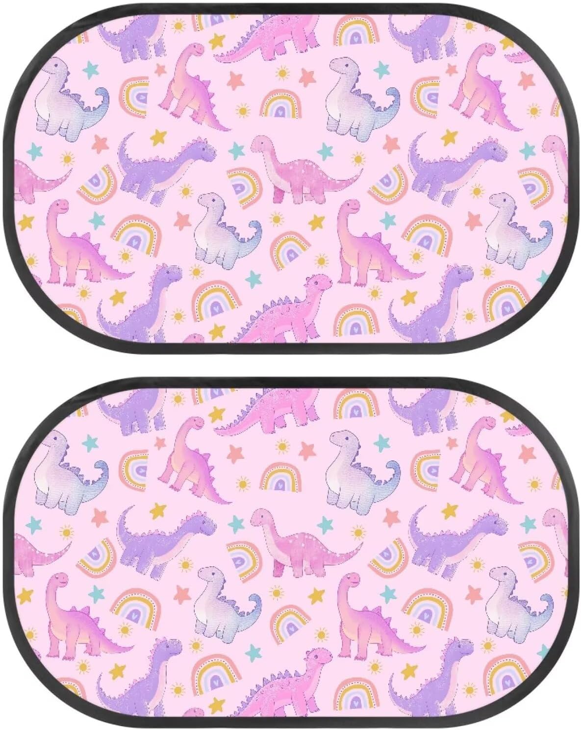 Dreaweet Dinosaur Car Sun Shade Pink Car Window Shade for Baby Universal Cling Sunshade for Auto Side Window Sun Glare and UV Protection for Kids/Adults/Pets 20.47″ × 12.59″ Fits Cars SUV Sedan