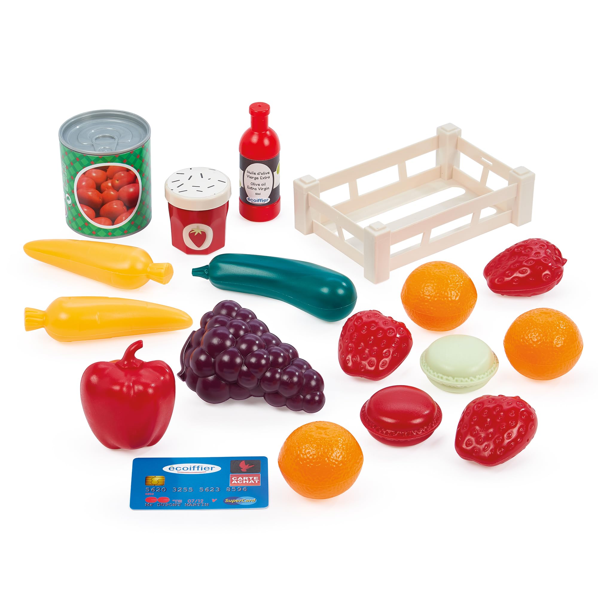 Ecoiffier 100por ciento Chef supermercado con Carrito, mostrador con Productos, TPV, báscula, micrófono y Accesorios, Juego de imitación Desde 18 Meses (7900001676)