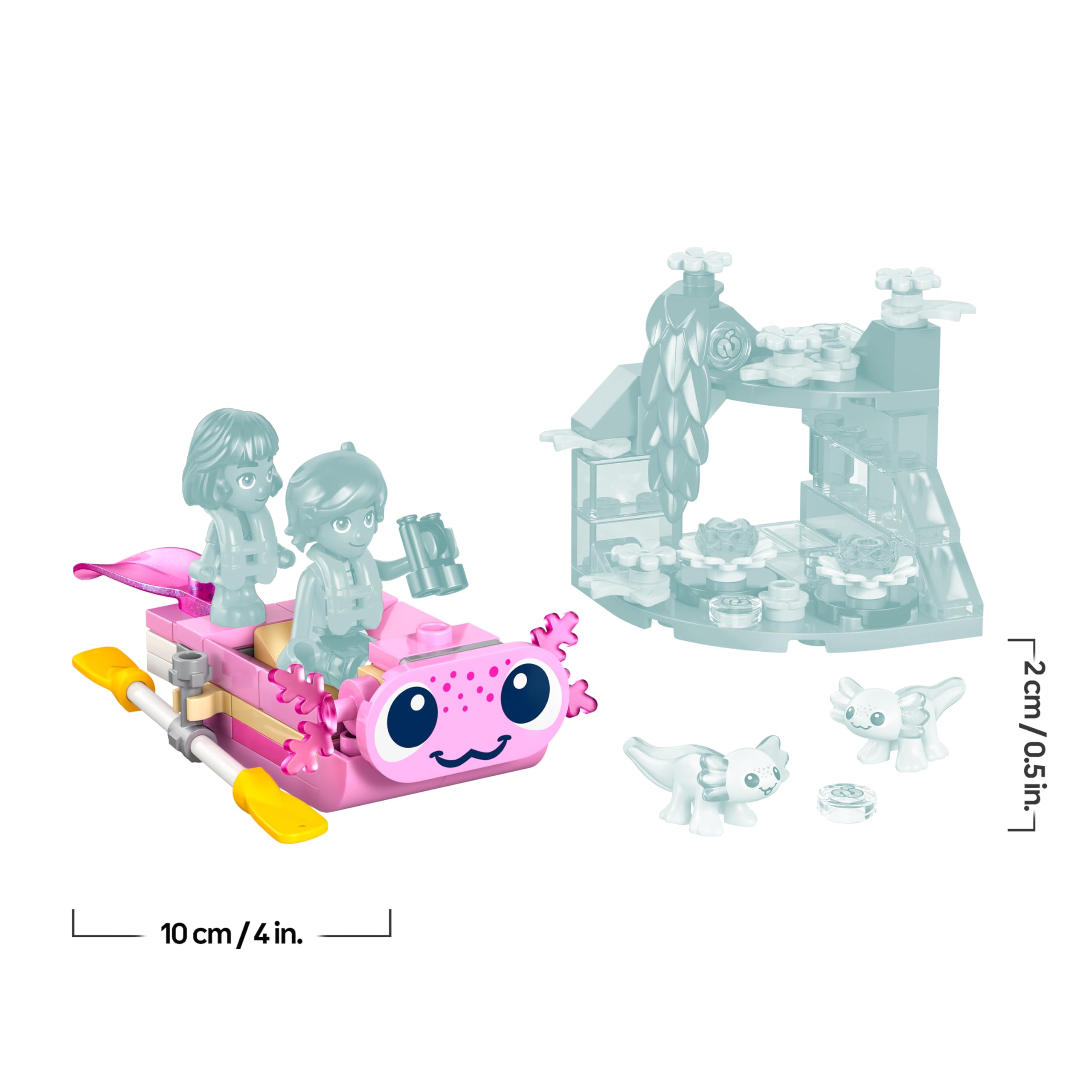 LEGO Friends Aventuras en el Barco-Ajolote de Juguete - 2 Mini Muñecos, 2 Figuras de Animales Adorables, Plantas, Flores y Accesorios - Regalo de Cumpleaños para Niñas de 5+ Años - 42681