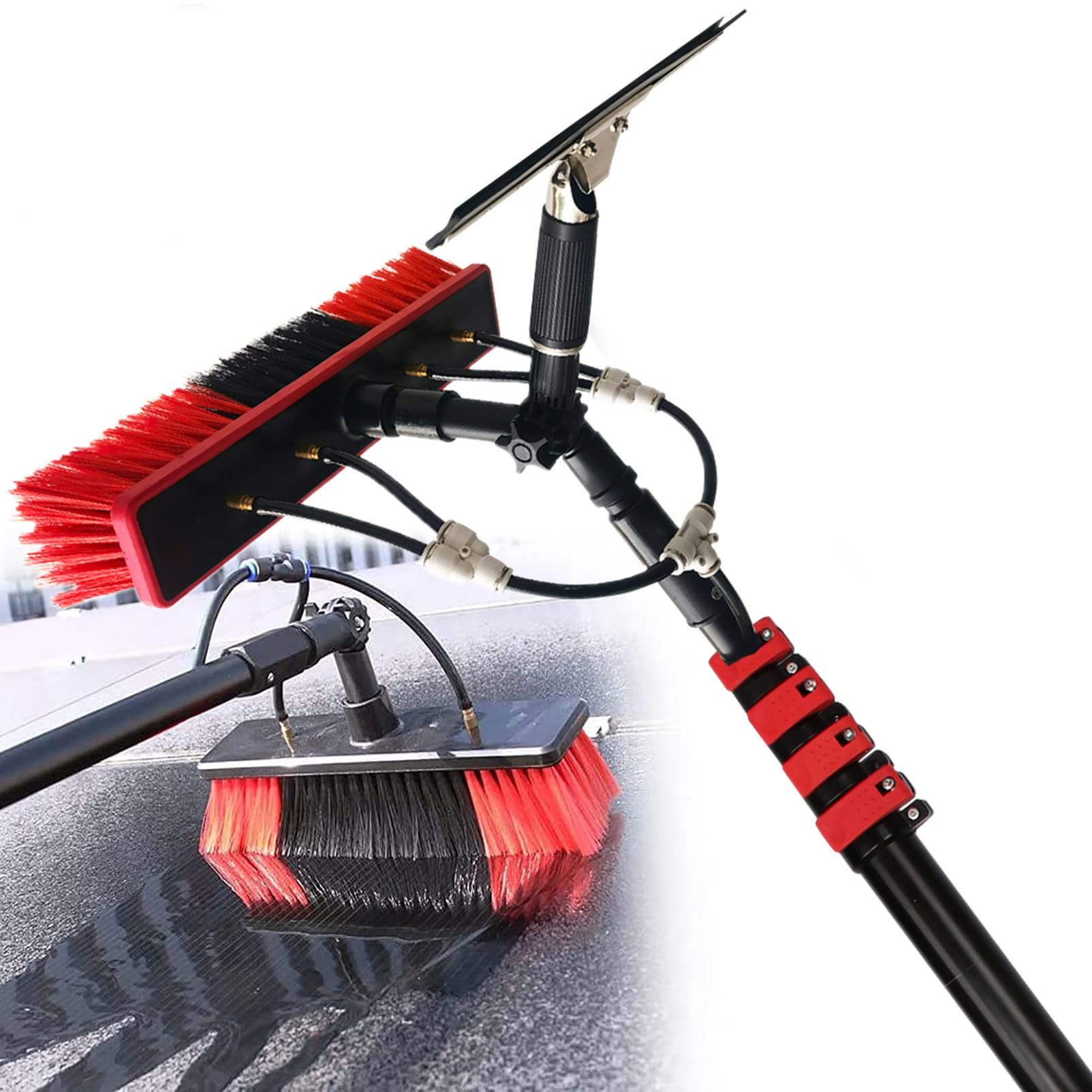Aioneer Water Fed Pole Kit, Cleaning Photovoltaic And Solar Panels Telescopic Cleaning Brush Outdoor Window Glass Solar Panel Spray Washer Washing Equipment,36Ft/10.8M-36FT/10.8M