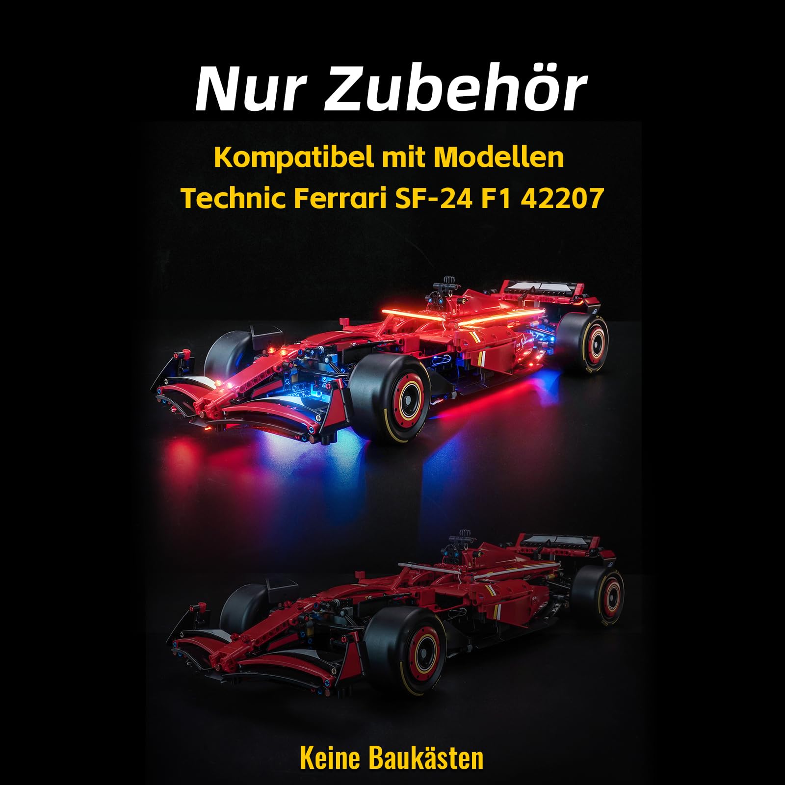 Zestaw oświetlenia LED kompatybilny z Lego Ferrari SF-24 F1 Car 42207 (bez modelu), zestaw oświetlenia dekoracyjnego kompatybilny z Lego Ferrari SF-24 F1 Car Zabawka kreatywna