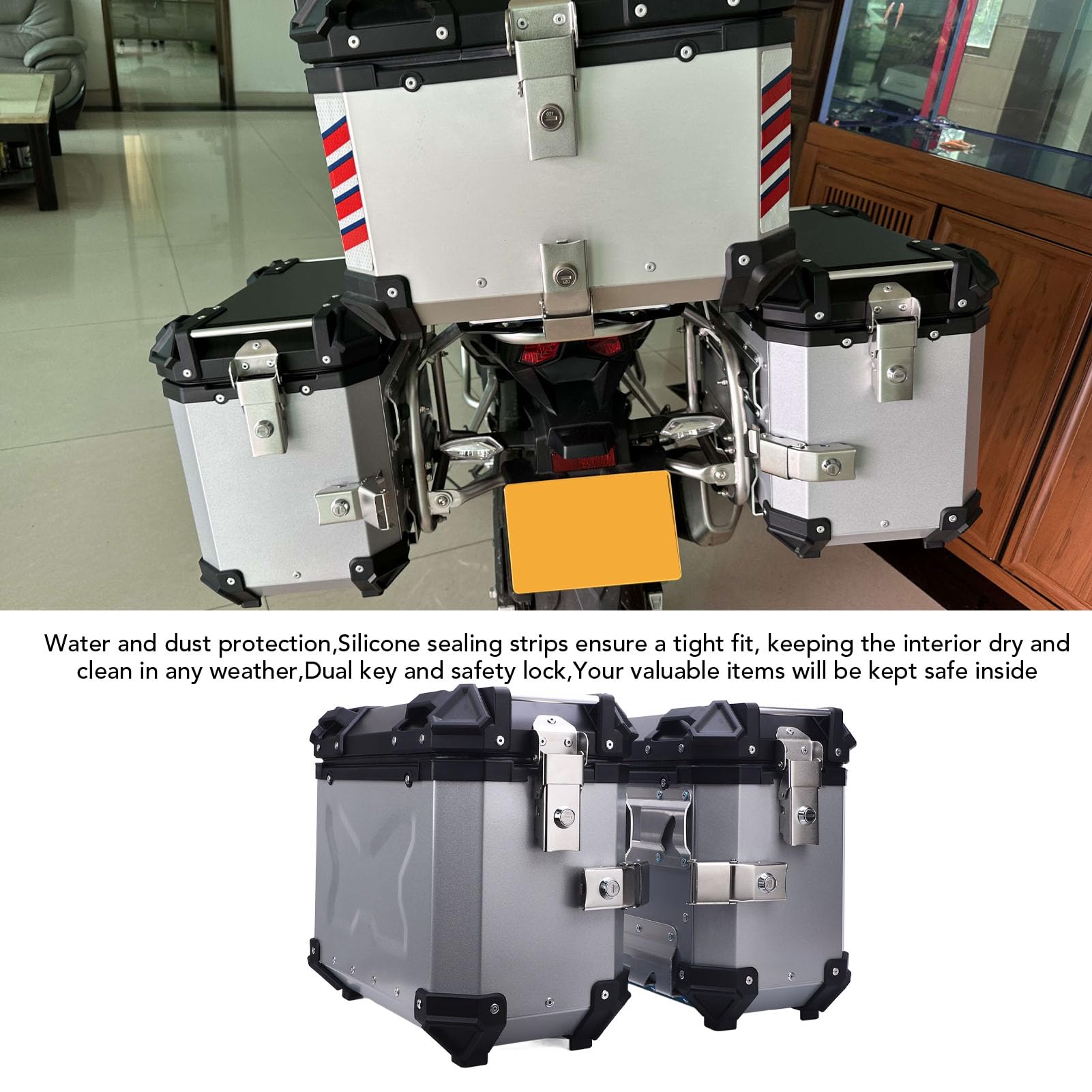 Obudowa Motocyklowa Aluminium Stopowy Wodoodporny 28L SaddleBag Box Wsparcie Bagażu Hełm