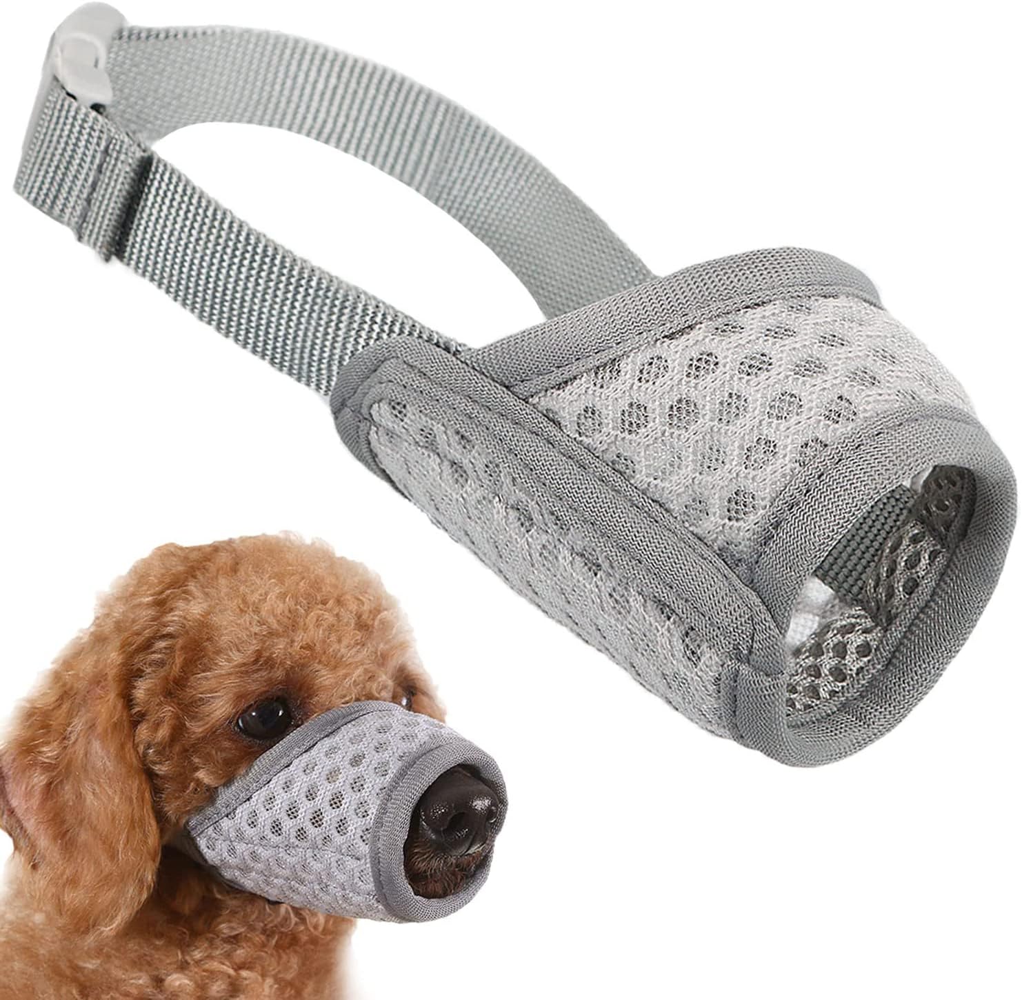 Dog Muzzle Soft Mesh Muzzle Adjustable Breathable Dog Muzzle, Dog