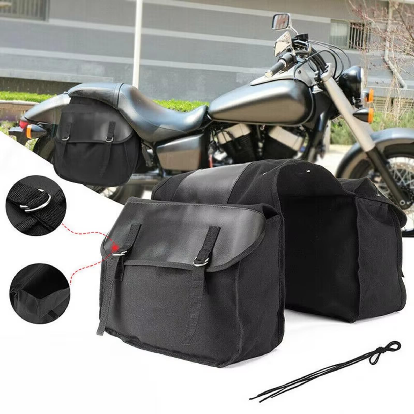 Borse laterali sella Compatibile Con Borse Laterali Moto In Tela Nera Impermeabile Borse Per Turismo Moto Accessori Accessori Il Per Turismo Motociclistico(Black)