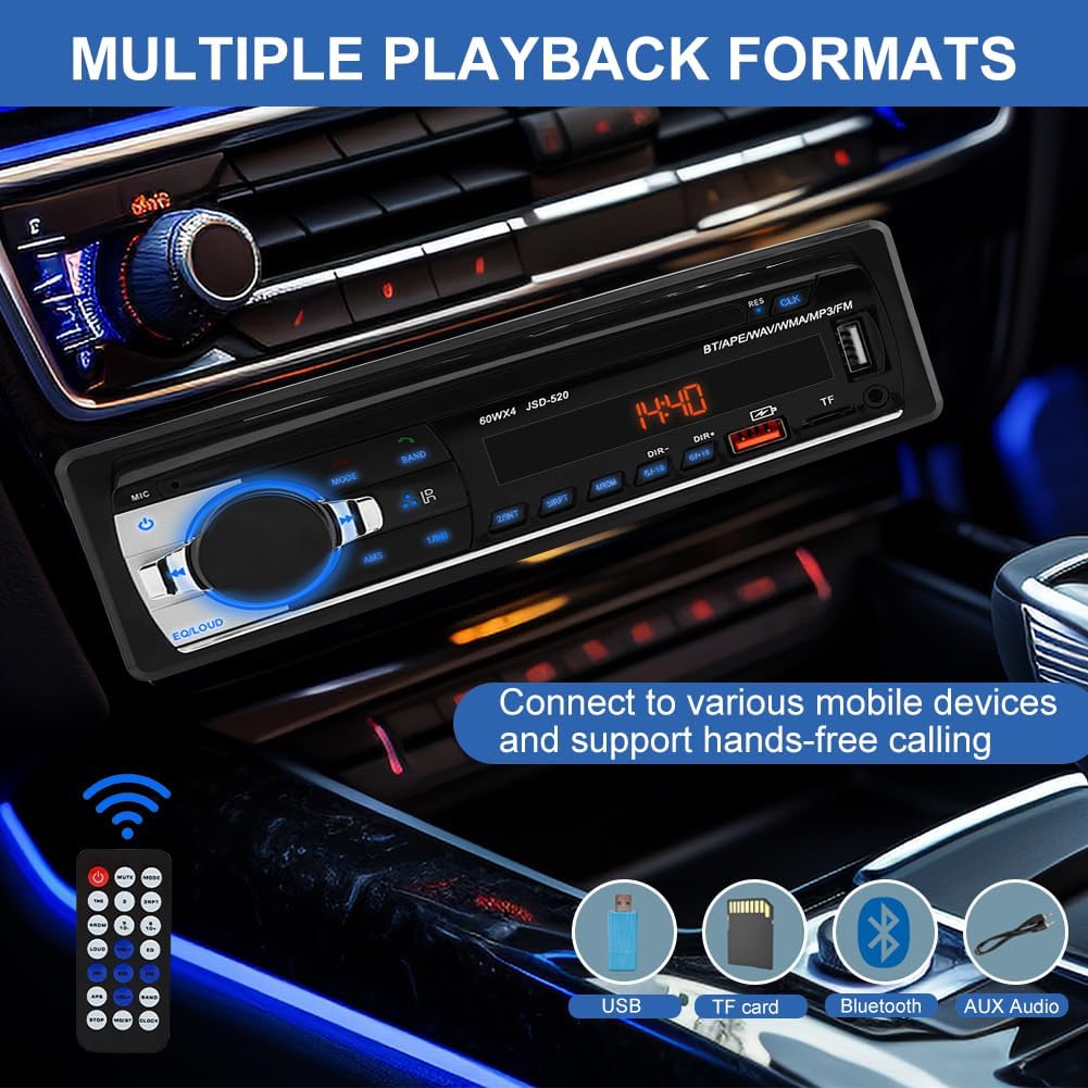 Car Radio Receiver, Bluetooth Single Din Car Stereo System Handsfree and App Control, Car Radio Stereo System Supports AM FM Dual USB SD AUX,Not a CD Player(As shown) 6 71XtYfv8FQL. AC SL1001