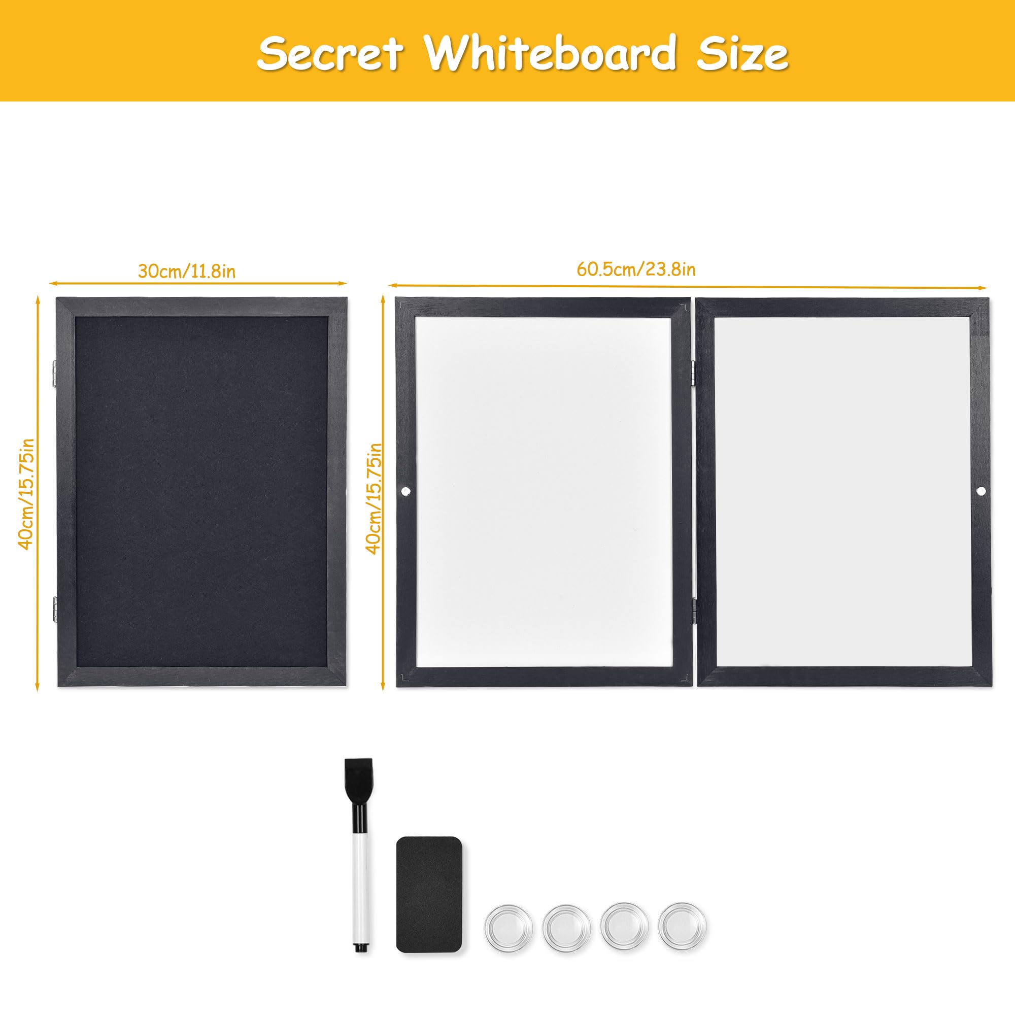 Okydoky Schwarzer Holzrahmen Pinnwand mit Filz, 30 x 40 cm, geschlossenes Whiteboard innen, geheime Pinnwand und Whiteboard für Büro, Zuhause (KMB-BK)
