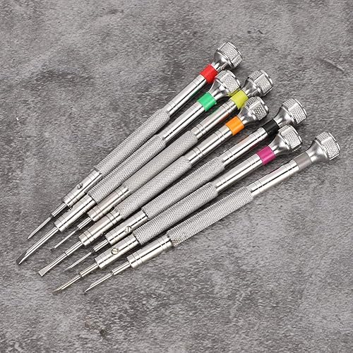 Miniatura 6 de Juego de destornilladores TMISHION, 7 piezas de destornillador ranurado para reparación de relojes, destornillador plano hecho de acero inoxidable