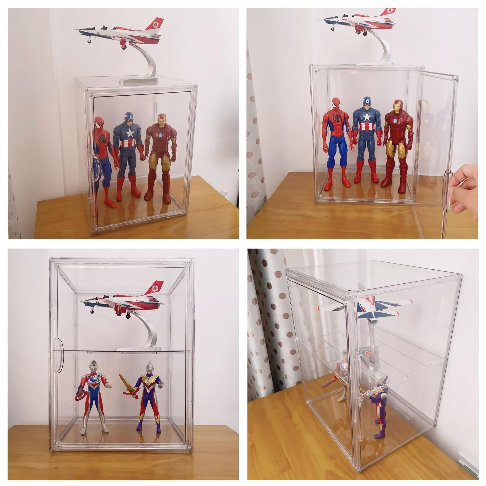 Siyecioa Vitrinas para Colecciones Vitrina Cristal Expositora Metacrilato, Caja de Exhibición de Acrílico Transparente, Vitrina de Muñecas con Puerta para Figuras Coleccionables 2 Estantes(40×30×25cm) — view 3