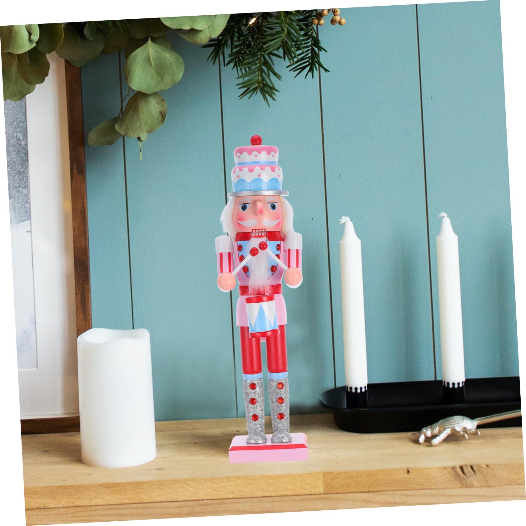Zerodeko Holz Nussknacker Figur Rosa Bonbon Design für Weihnachts Dekoration Heim und Büro Party Zubehör Tisch Dekoration