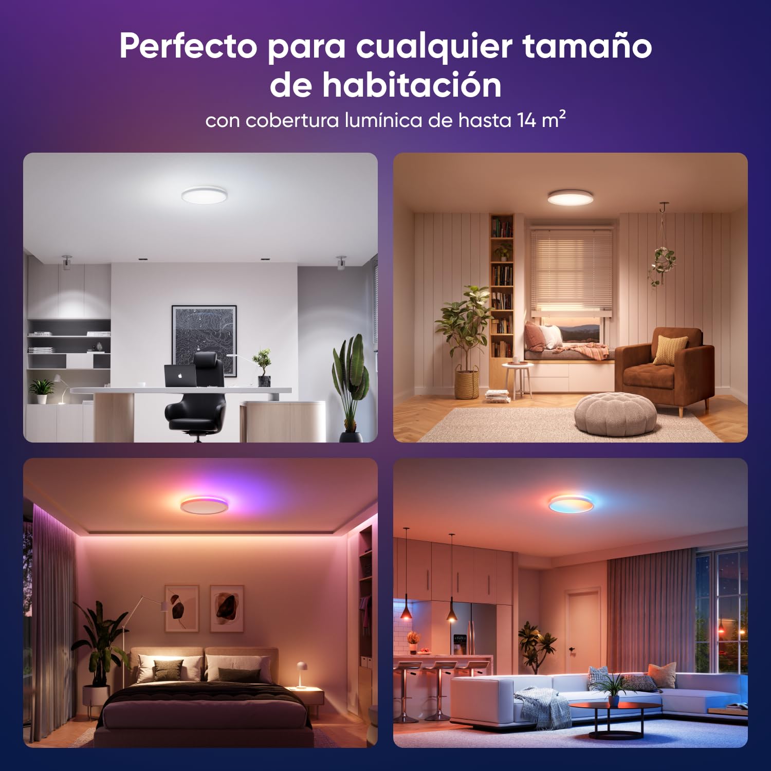 Nanoleaf Plafón LED Techo,Smart RGBICW Lámpara Techo,Redondo Doble Cara