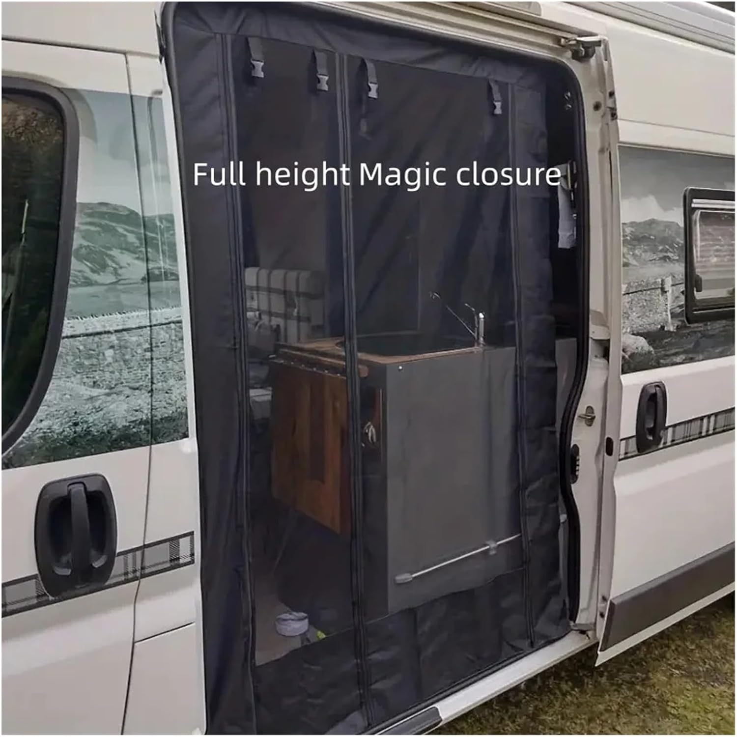 RV Mosquito Mesh Net Fly Screen Magnetic Compatible for Benz Sprinter & Compatible for Ford Transit MK8 High Roof Van Sun Protection Breathable