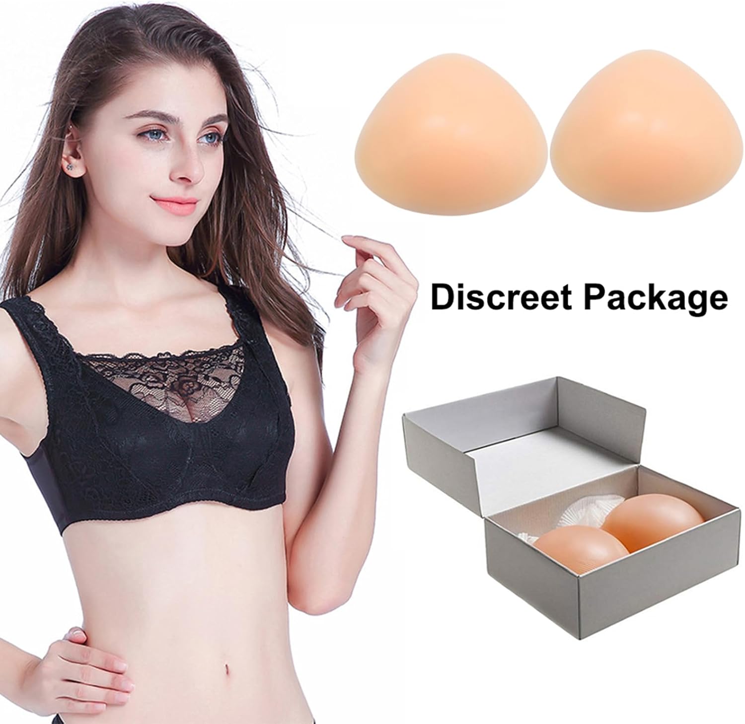 Triangle Silicone Breast Forms Mastectomy Breast Prosthesis Concave Bra Enhancers Inserts E Cup 1400g/Pair