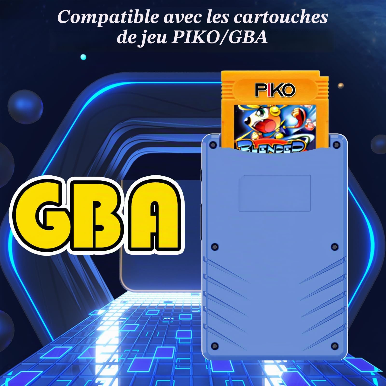 Console de Jeu Vidéo Portable Rétro, 40 Jeux Rétro sous Licence Authentique Pico Préinstallés, Compatible avec Cartouche PIKO/GBA – Bleu