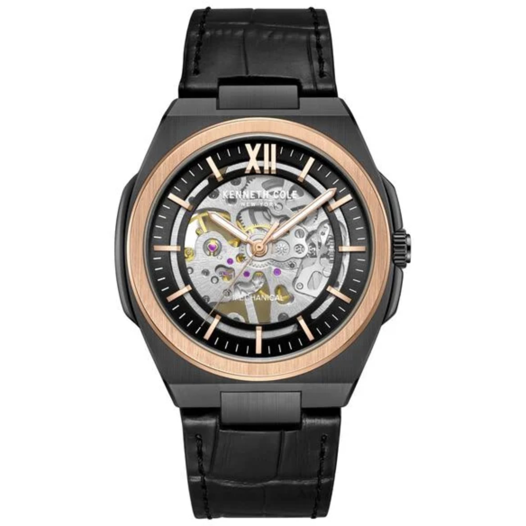 Men Analogue Black Band Black Dial Mechanical Hand Wound Watch -KCWGE0014004MN-image-29