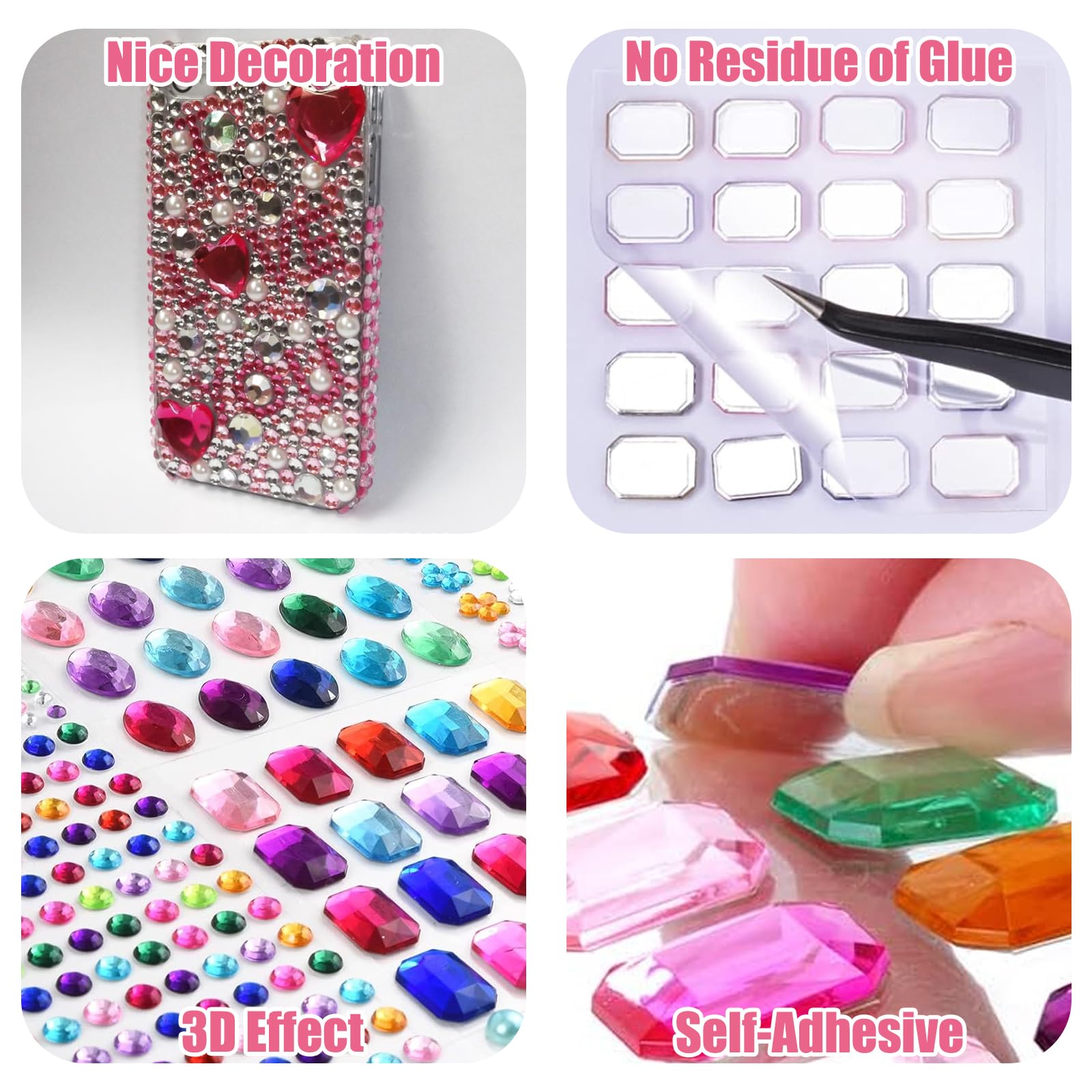 10 Feuilles De Strass Auto-Adhésifs - 2774 Pierres Colorées