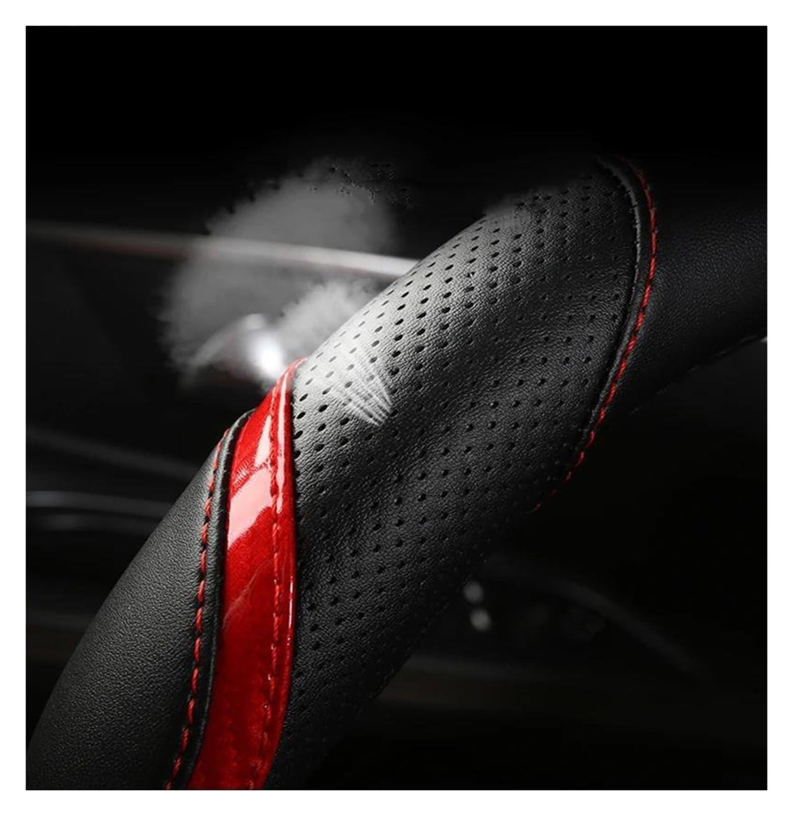 Lenkradabdeckung Auto Für Suzuki Für Jimny Auto Lenkrad Abdeckung Carbon Faser + Leder Nicht-Slip Lenkrad Schutzhülle Rutschfester Lenkradbezug(Schwarz)