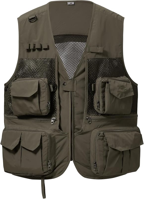 Men's Women's Utility Fishing Cargo Vest Outdoor Safari Photography Work Vest with Multi Pockets Mesh Back FV14