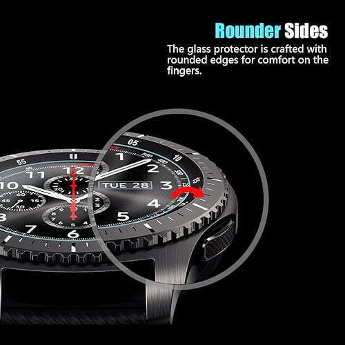 Miniatura 5 de AKWOX Paquete de 4 protectores de pantalla compatibles con Samsung Galaxy Watch (1.654 pulgadas), vidrio templado, a prueba de explosiones, [0.012