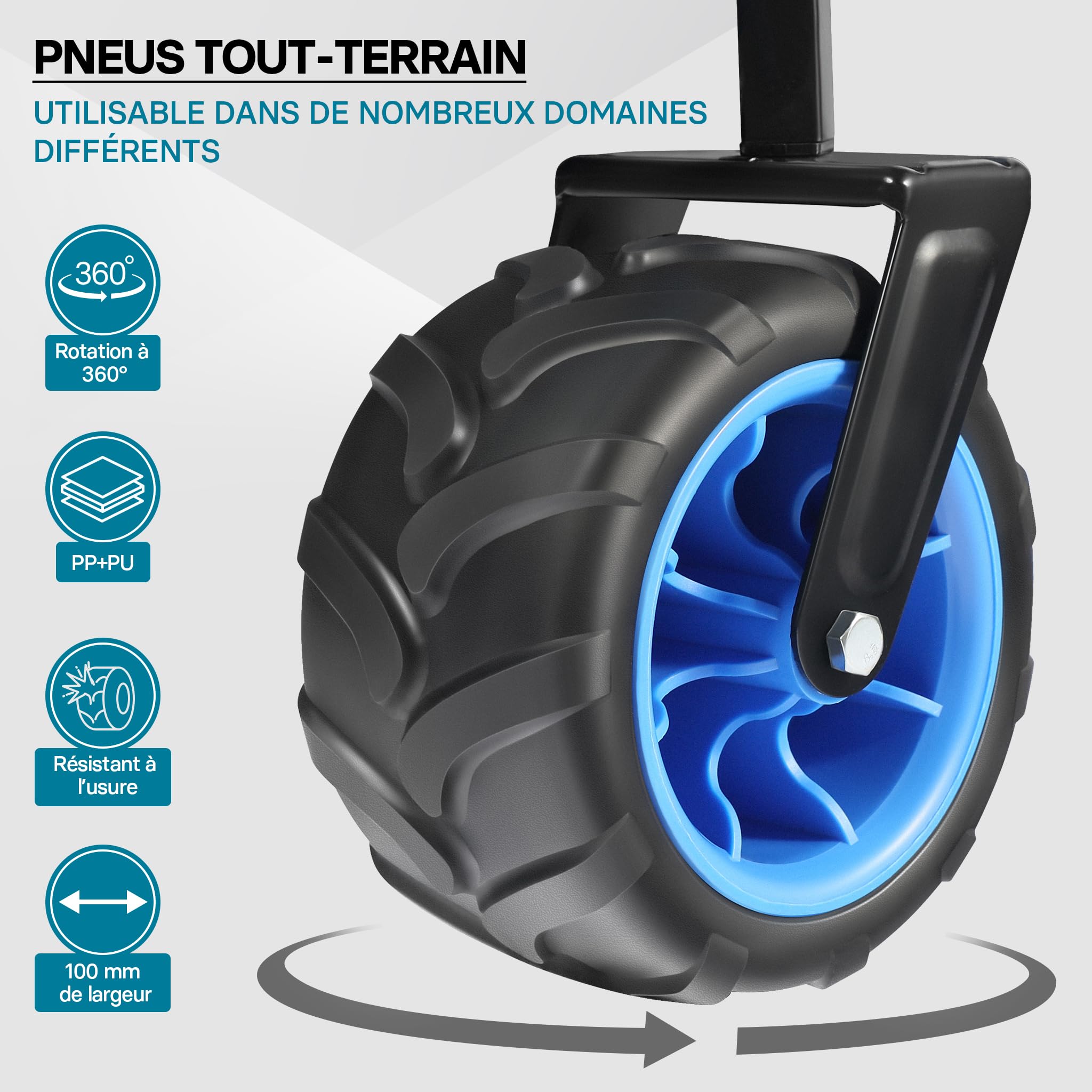 Wiltec Chariot Transport Pliant Enfant 1170x570x1170 mm 70 kg Auvent Roues Plastique Poignée Ergonomique Diable Charette Main Plage Pique-Nique Tout Terrain