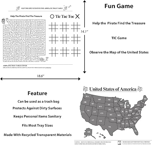 Miniatura 2 de Fundas desechables para mesa con bandeja de avión, cubierta de mesa para niños, accesorios de viaje en avión, artículos esenciales de viaje para