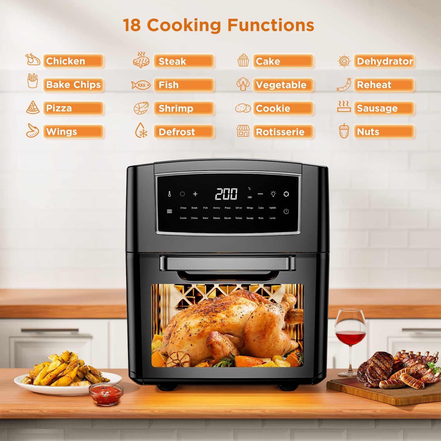 Air Fryer Oven 12L, Mini Oven 18-in-1 Tabletop Convection Oven