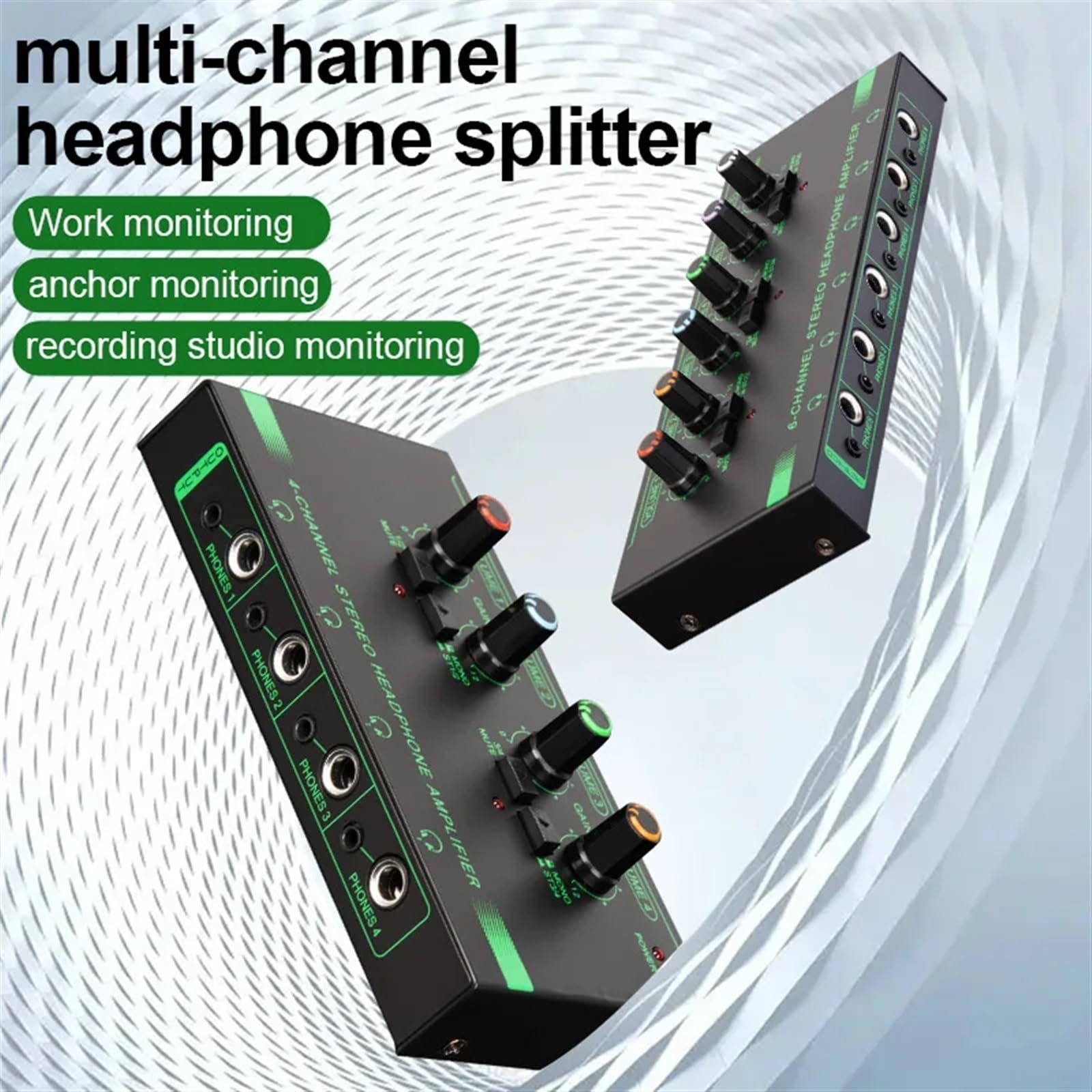 4/6 canali amplificatore for cuffie mini splitter for cuffie portatile mixer audio stereo a bassissimo rumore for monitor da studio di registrazione(6 Channels)