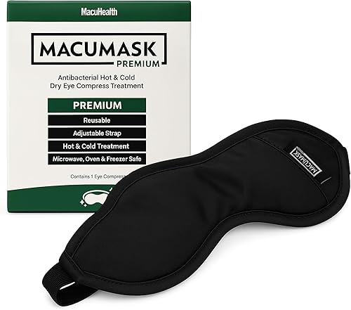 Macuhealth MacuMask - Compresa de calor húmedo para ojos secos, blefaritis, MGD y fatiga visual digital, correa ajustable, tecnología SterilEyes,