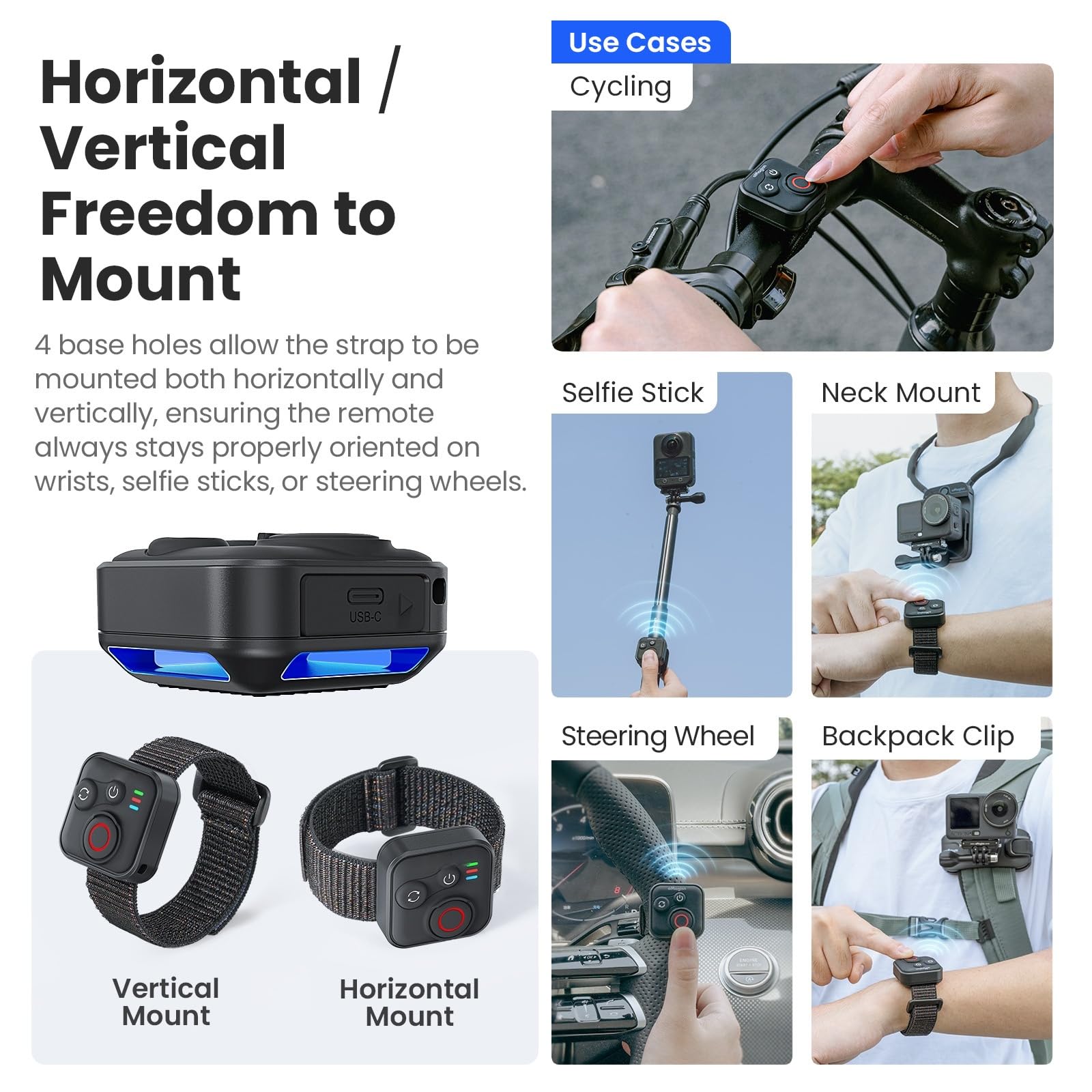 Telecomando per Insta360 GO Ultra/X4 Air/X5 & DJI Action 6/5 Pro/4, Osmo 360, Action Camera Telecomando Bluetooth