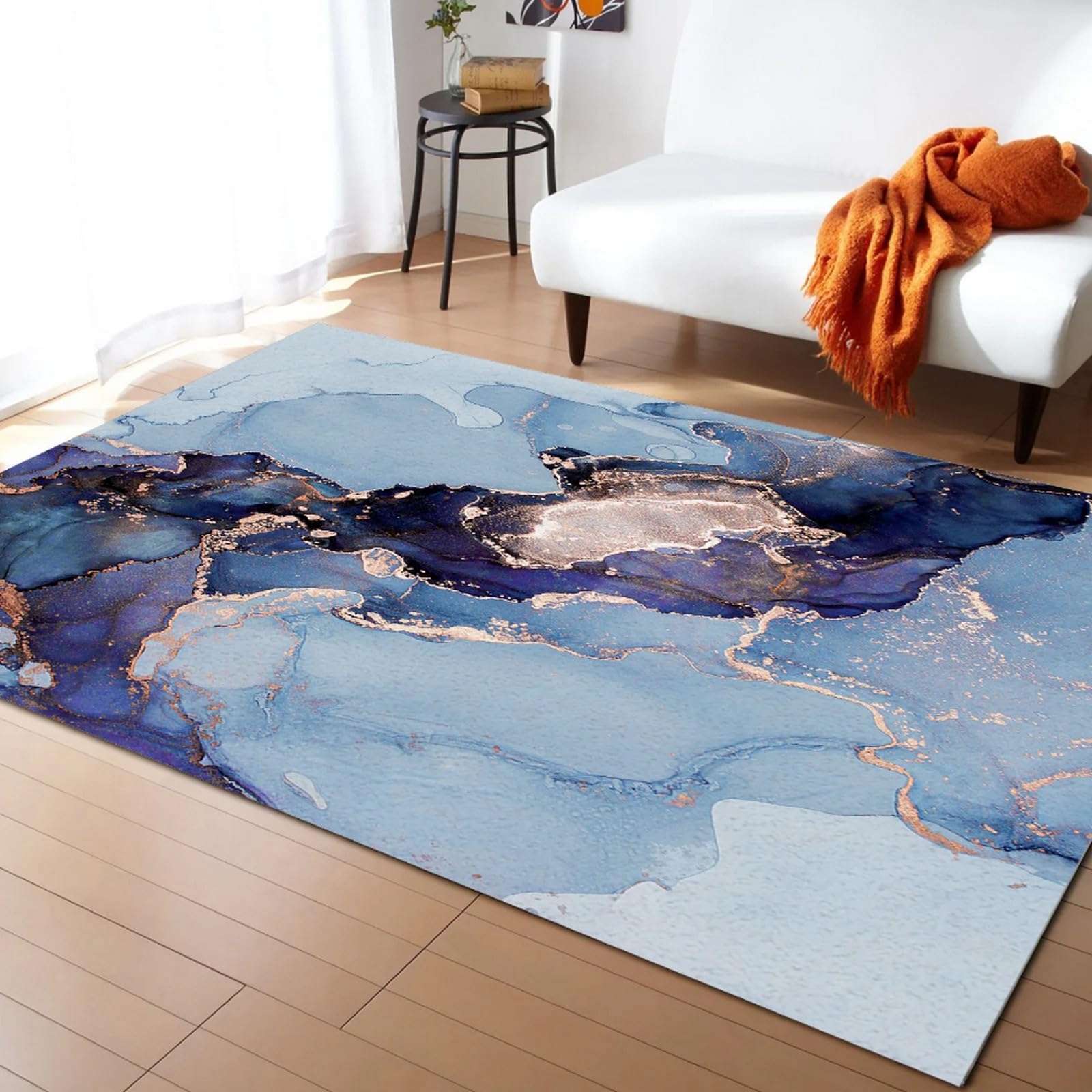 Tapis salon marbre abstrait pour protéger le sol sous la table basse et la chaise