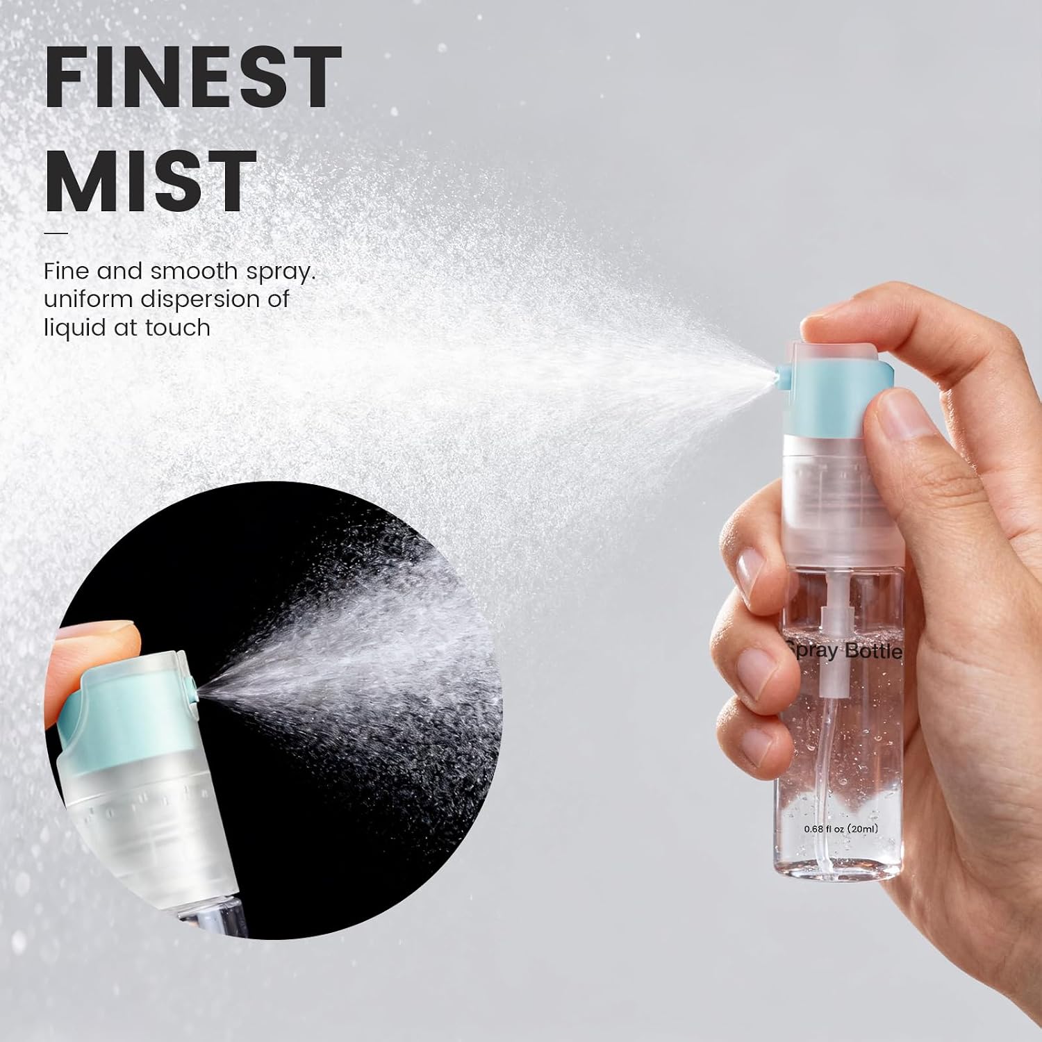4 Pack Refillable Spray Bottle, Reversible Small Empty Spray Bottle with Fine Mist, Leak Proof - for Cleaning Solutions, Mosquito prevention, Face & Hair Mist - 4pk 0.68 OZ / 20 ML image 5