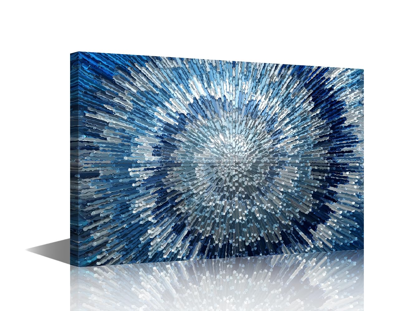 Canvas Wall Art Modern Abstract Blue Textured Background Painting Framed Print Ready to Hang for Living Room Bedroom Bathroom Home Wall Decor 16x24inch