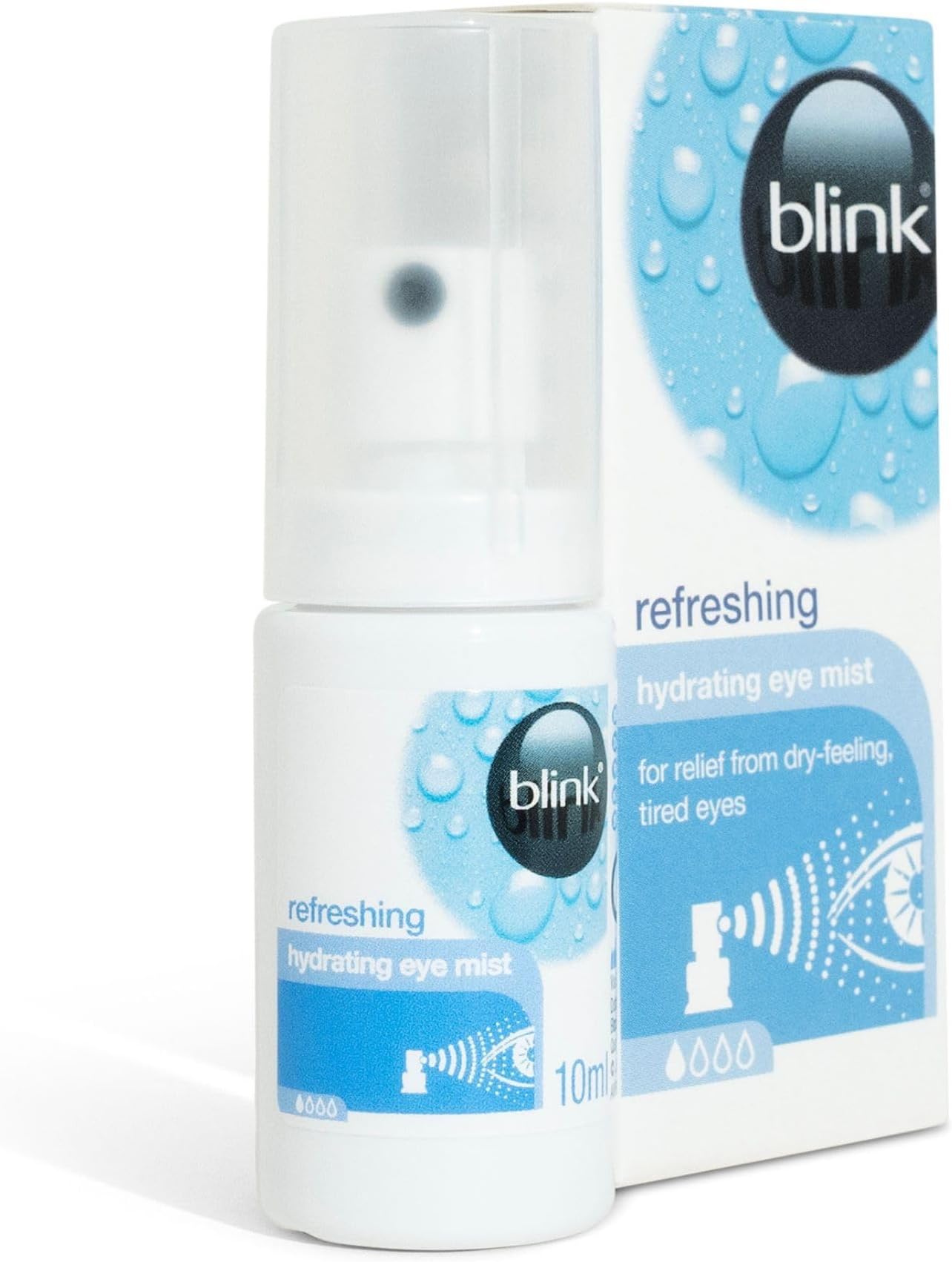 Refreshing Dry Eye Spray for Relief from Dry-Feeling & Tired Eyes - Hydrating Eye Mist, Lubricating Spray with Sodium Hyaluronate & Purified Water, Moisturising Dry Eyes Treatment, 10ml