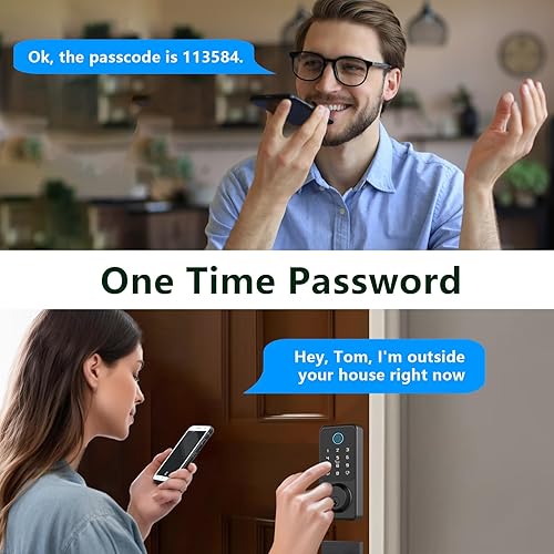 Miniatura 8 de Juego de cerradura de puerta inteligente, cerradura de puerta de huellas dactilares con manija de palanca, cerradura de entrada sin llave negra con