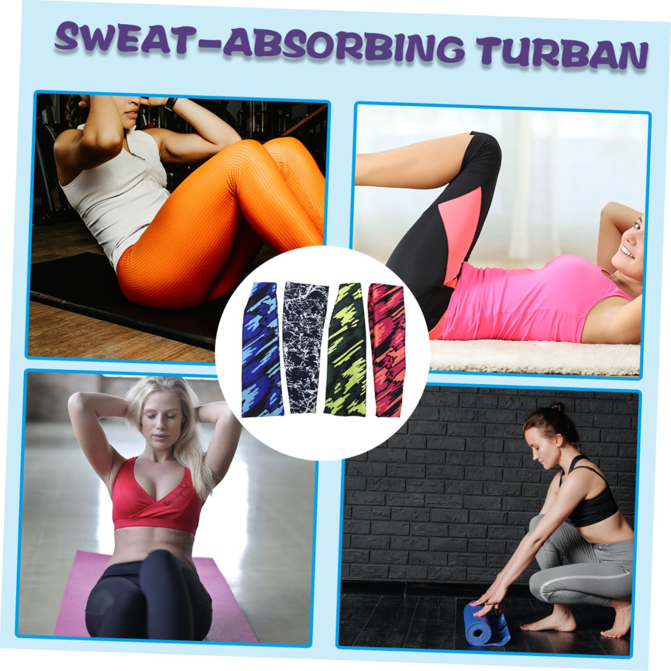 Abaodam Pañuelo Deportivo para El Sudor Diademas para Hombres Diadilla Banda De Cabello Yoga Deporte Diadema De Fitness Diadema para Correr para Mujer Fibra De Poliester