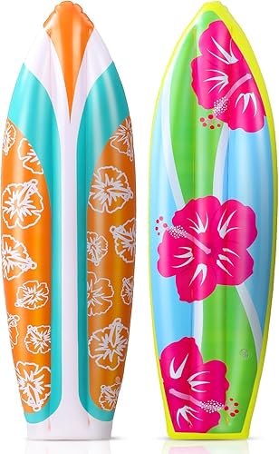 4 tablas inflables de surf de 36 pulgadas para decoración de fiesta de Luau (estilo flor)