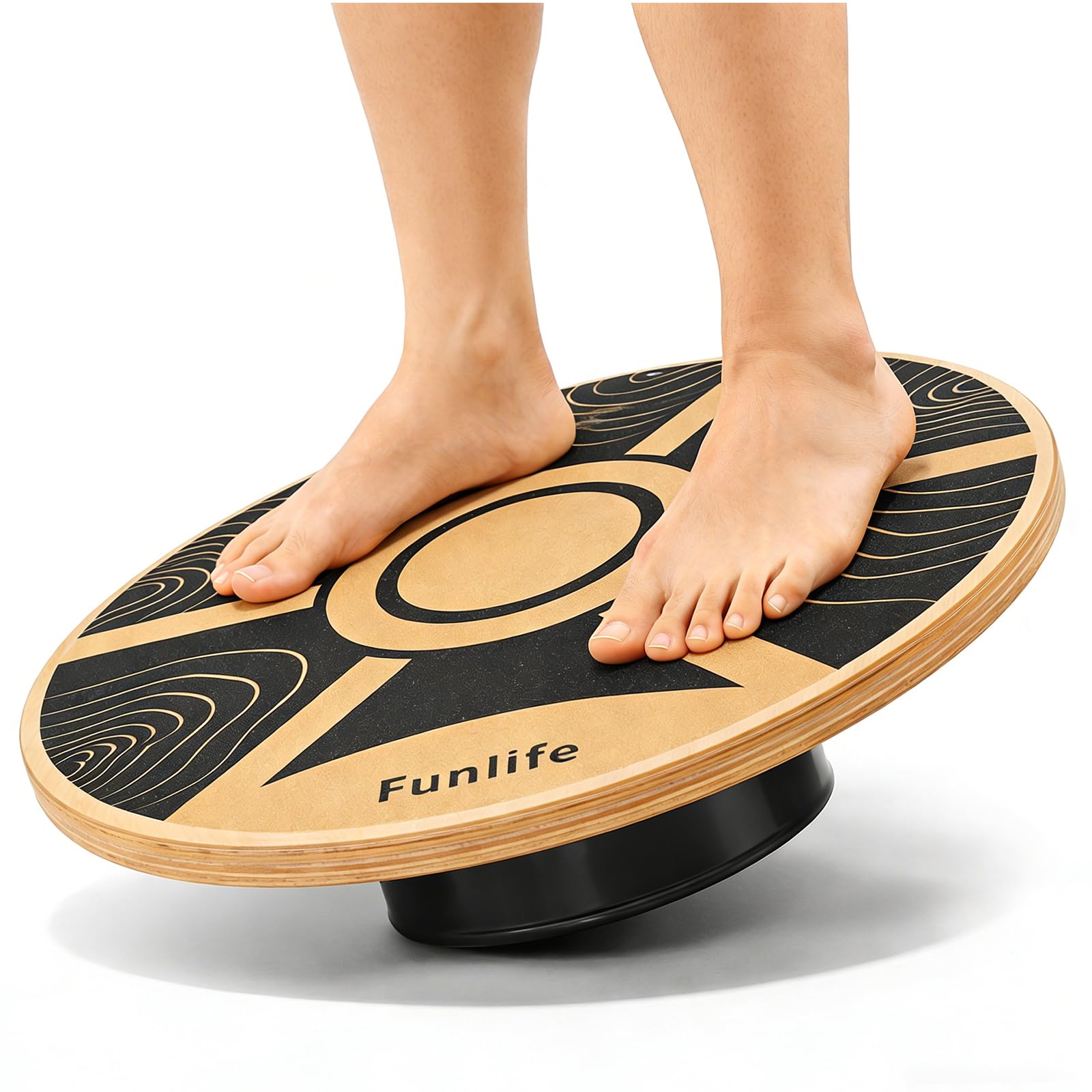 FunLife Balance Board aus Holz – Stabiler Gleichgewichtstrainer für Core Training, Fitness & Balance, Rutschfest & Langlebig