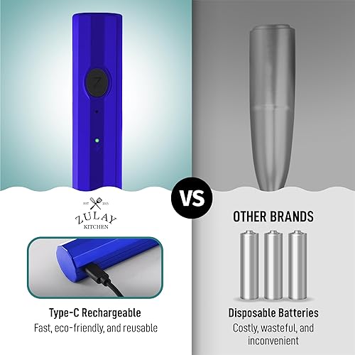 Vista 269 de Zulay Kitchen - Espumador de leche de mano con pilas AA Duracell: batidora de bebidas resistente para café, latte, capuchino y más, color aurora