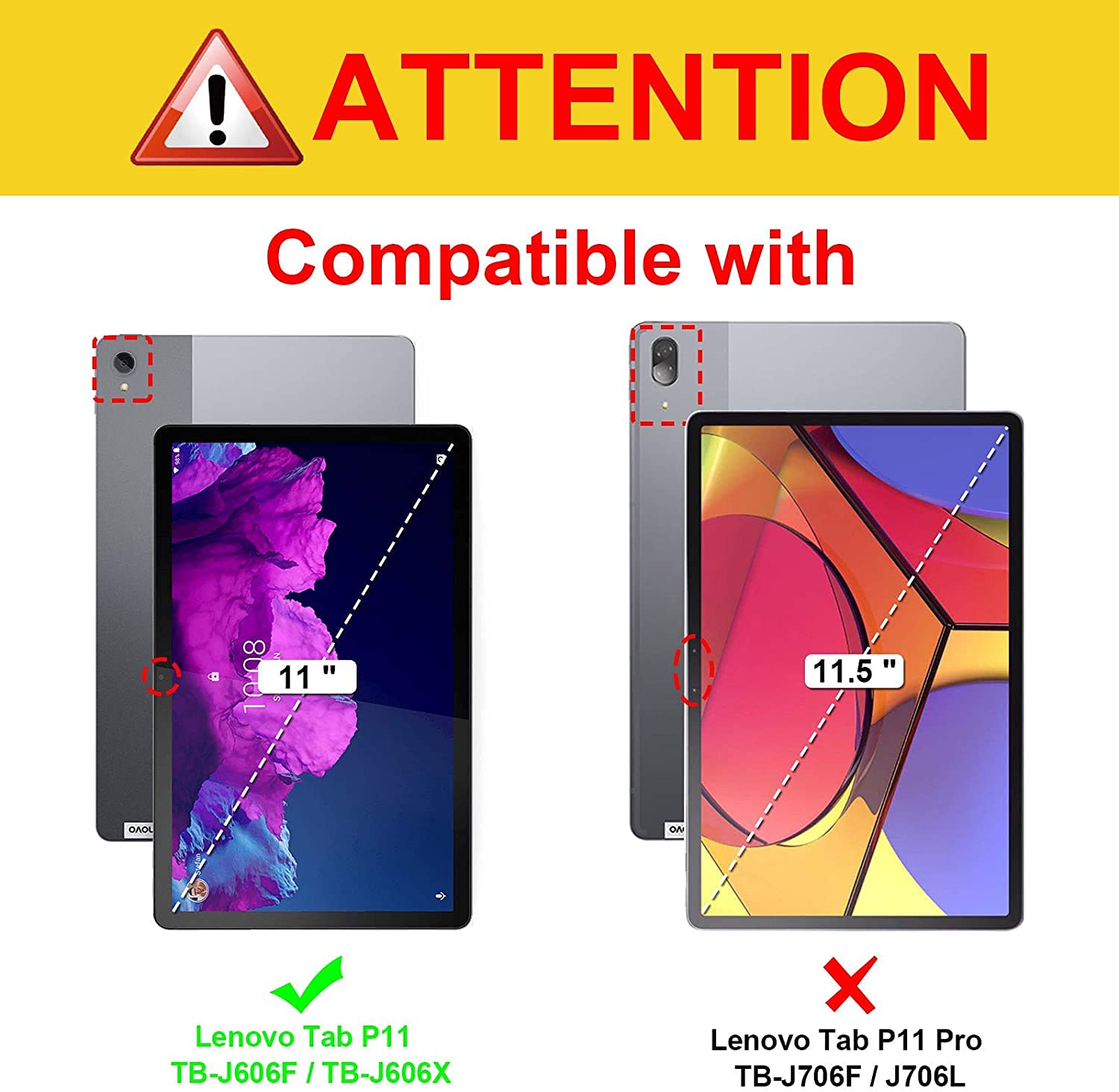 Estojo de teclado para Lenovo Tab P11 Plus 2021 (TB-J607) e P11 2020
