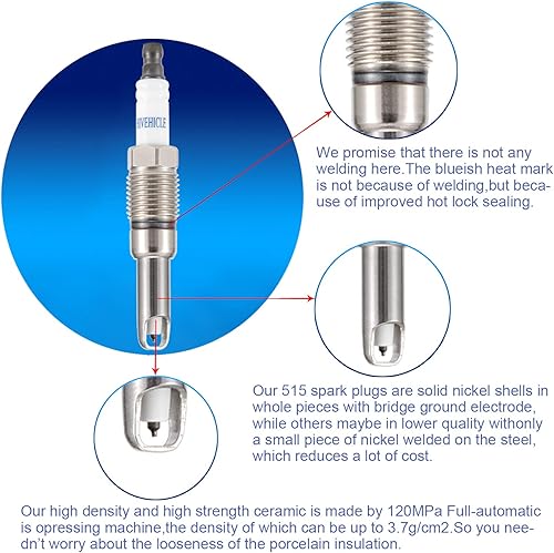 Miniatura 4 de HiVehicle V7401 Bujías Platinum  Reemplazo de SP515 HT15 PZH14F Paquete de 8, para Ford F-150 F-250 F-350 Explorer Mustang