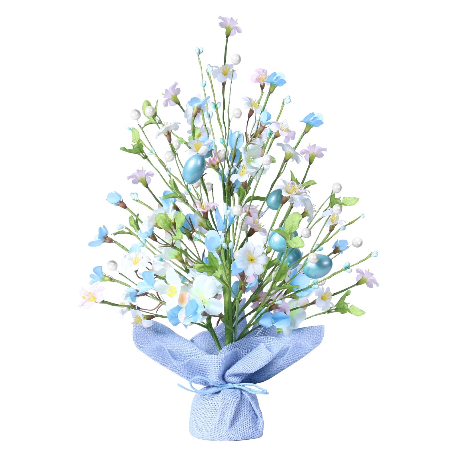 Super Holiday Easter Decorations, 18 Inch Artificial Easter Blue Egg Flower Tree Tabletop Decorations, for Home Party Wedding Holiday Spring Summer Decor.