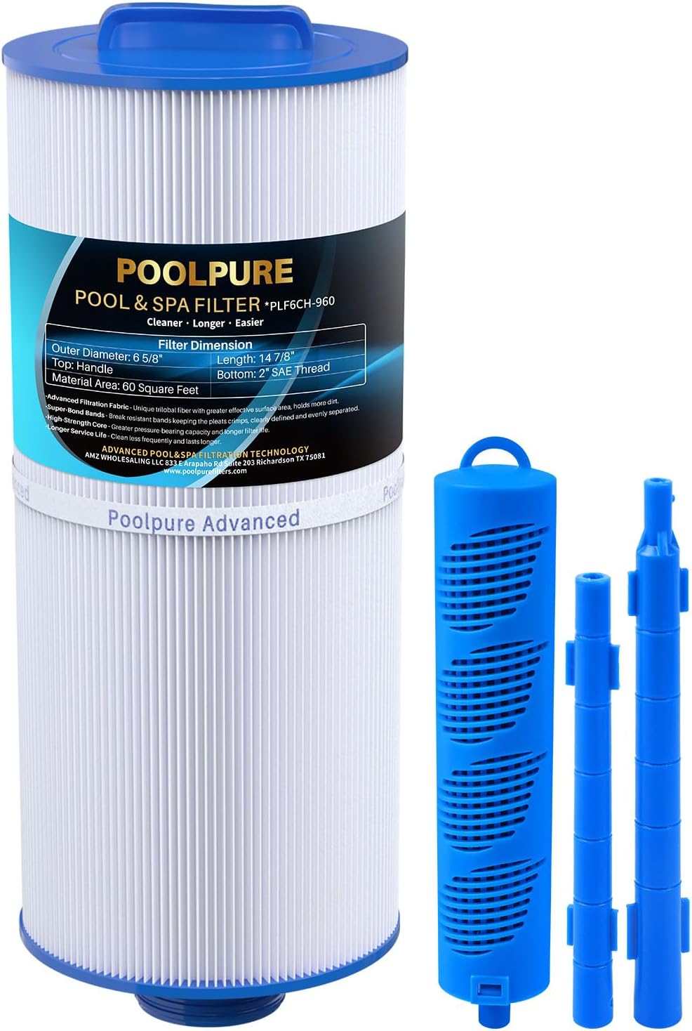 POOLPURE 6CH-960 Spa Filter and Hot Tub Mineral Stick Bundle