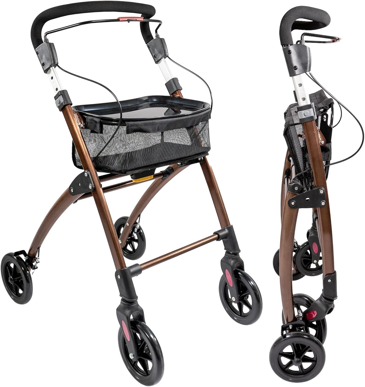 Casa Soft Braun Rollator schmal für Wohnung & Innenbereich, faltbar ...