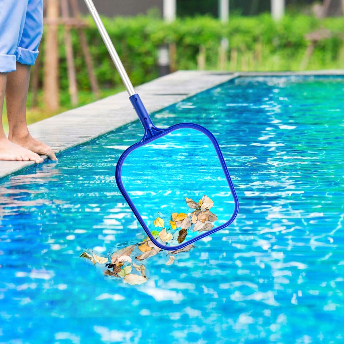 1 Filet d'écumoire de Piscine de 160 cm, 4 Amovibles Perche en Aluminium Intensify, 2 Filets d'écumoire, Filet de Nettoyage des Feuilles de Piscine, Convient pour Le Nettoyage des jacuzzis