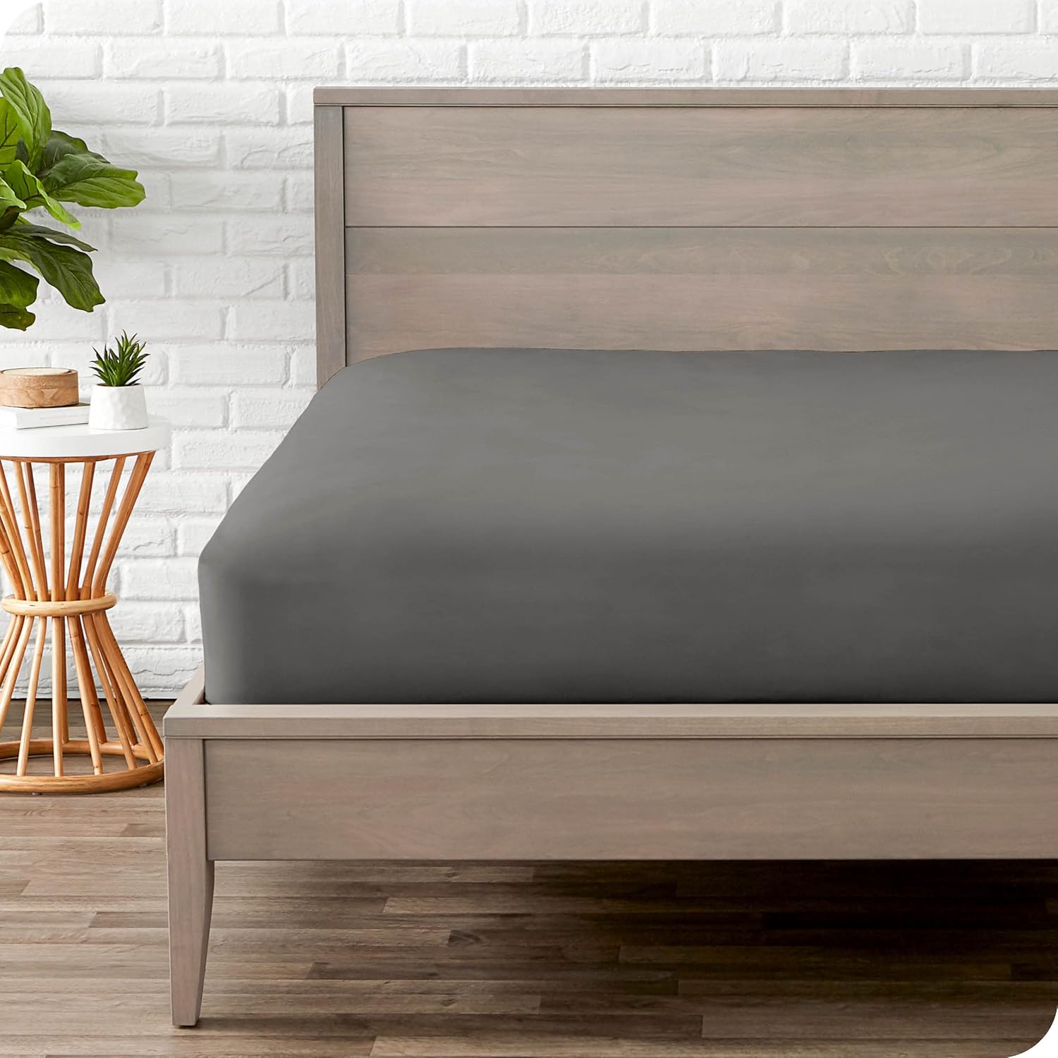 Bare Home Microfiber Fitted Sheet with Bed Skirt Bundle (King, Grey)