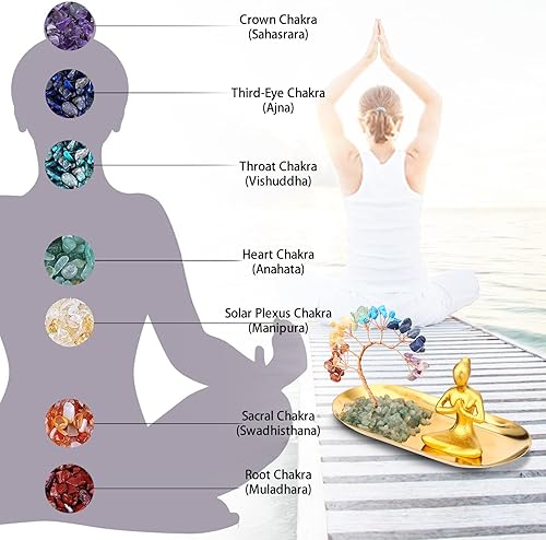 Miniatura 4 de Estatua de árbol de la vida de cristal de 7 chakras estatua de yoga Namaste para meditación y decoración del hogar regalos para mamá de hija hijo